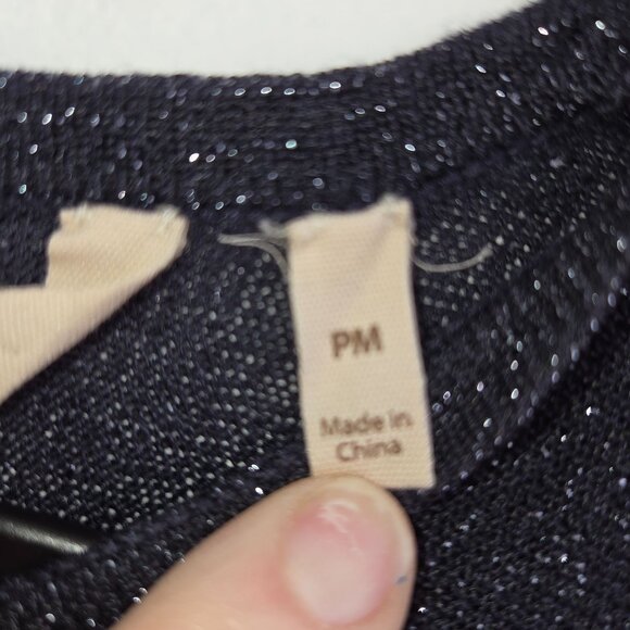 Soft Surroundings Womens Metallic Knit Tunic PM Cold Shoulder Black 3981 - Picture 4 of 10